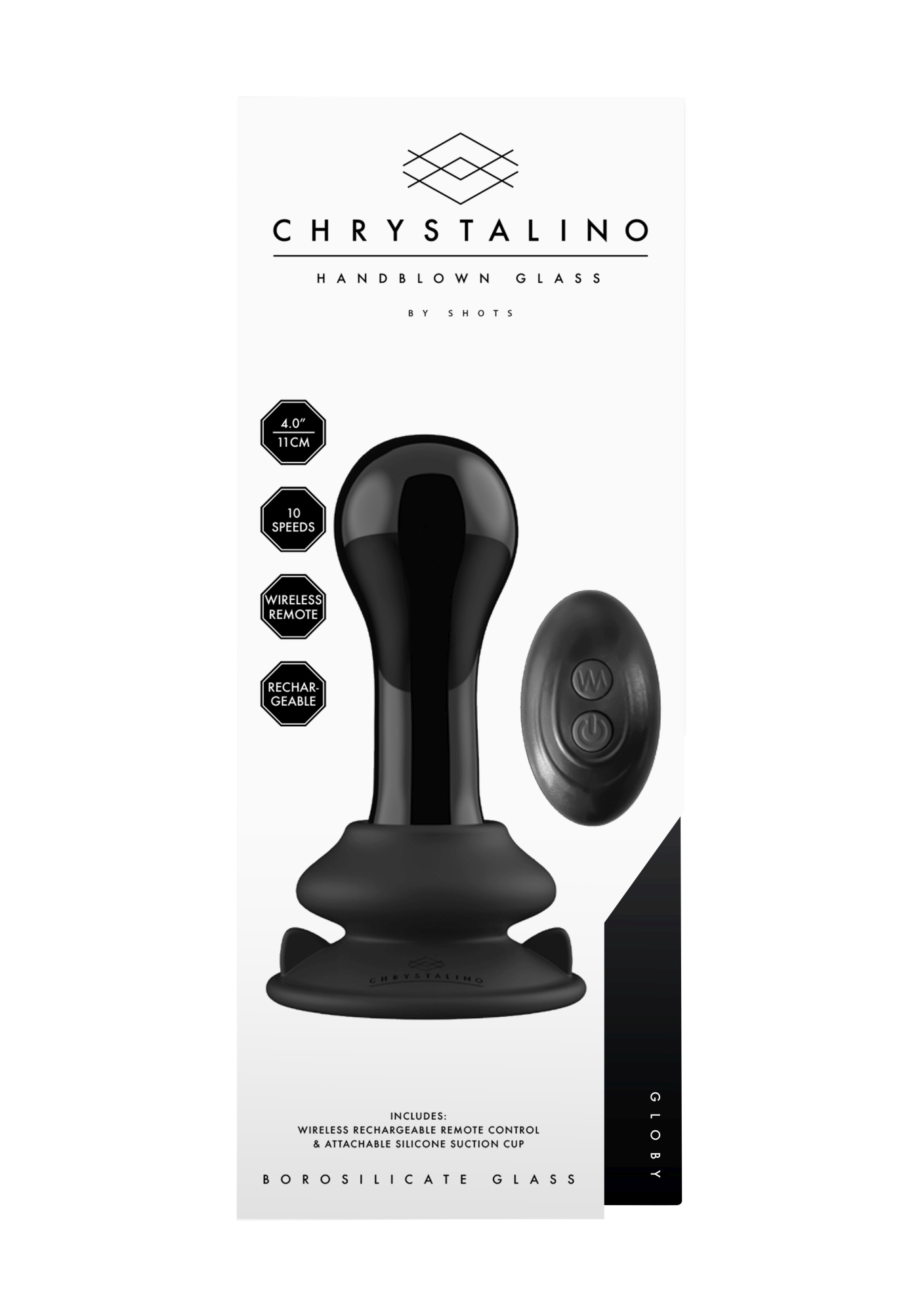 Chrystalino стъклен вибратор черен Globy — 2/9